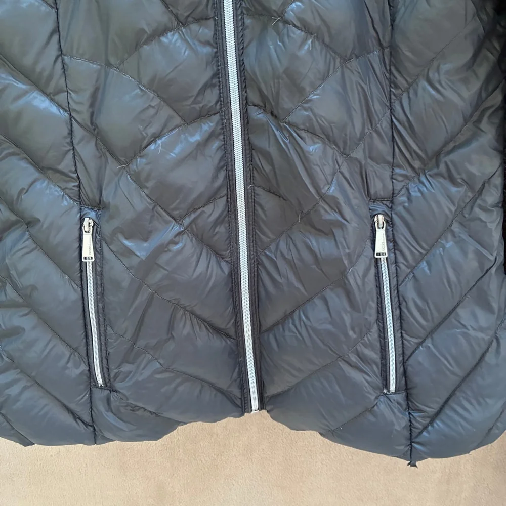 Women's BCBGeneration Down Filled Gray Puffer Jacket with Faux Fur Hood, Size S - Picture 13 of 14